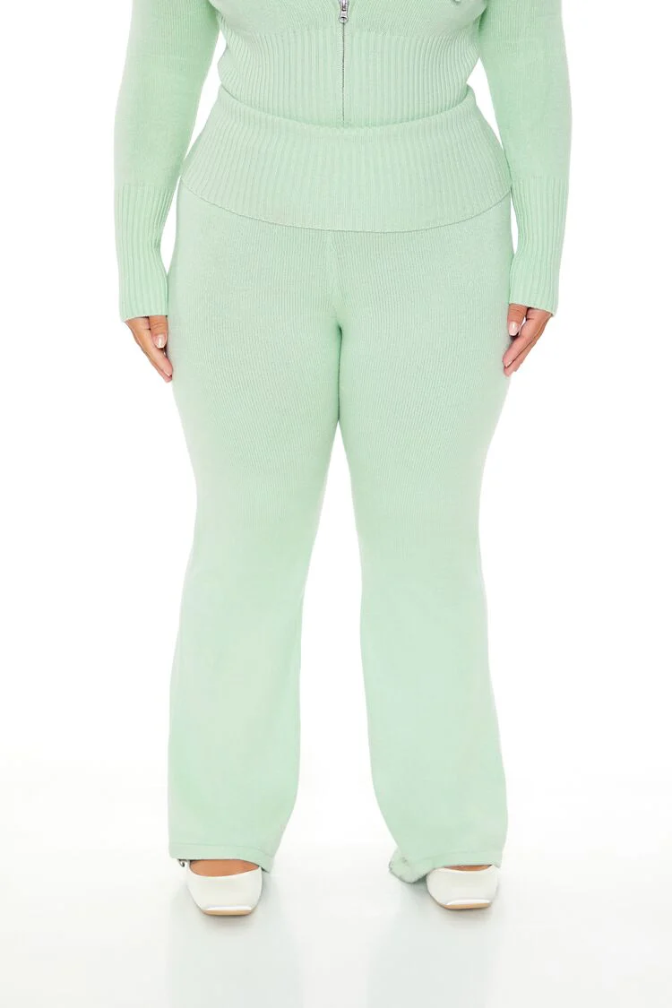 Plus Size Sweater-Knit Flare Pants - Image 2