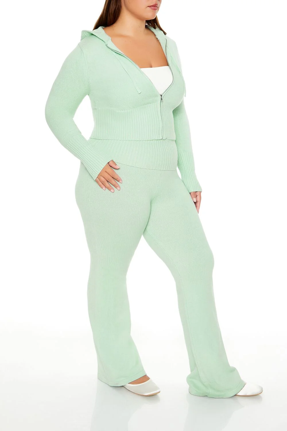 Plus Size Sweater-Knit Flare Pants - Image 3