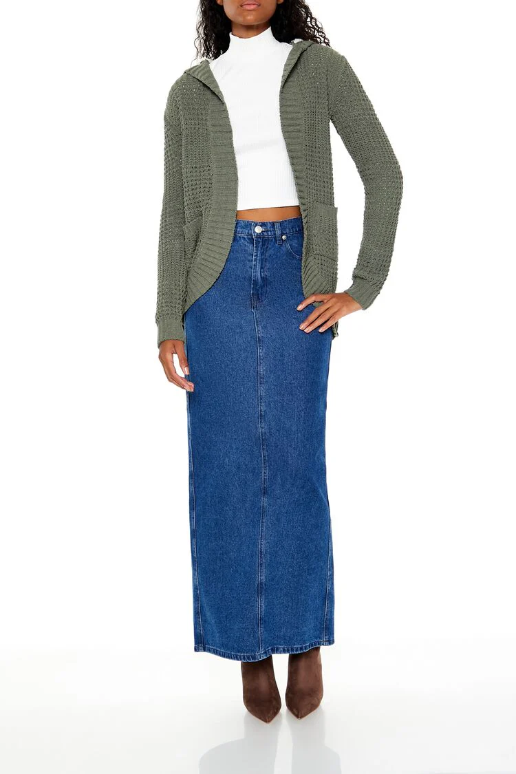 Hooded Open-Front Cardigan Sweater - Image 2