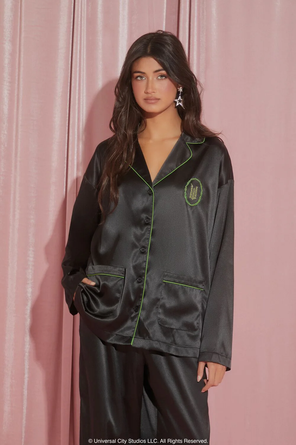Wicked Satin Pajama Shirt & Shorts Set - Image 2