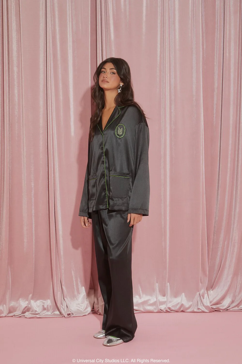Wicked Satin Pajama Shirt & Shorts Set - Image 3