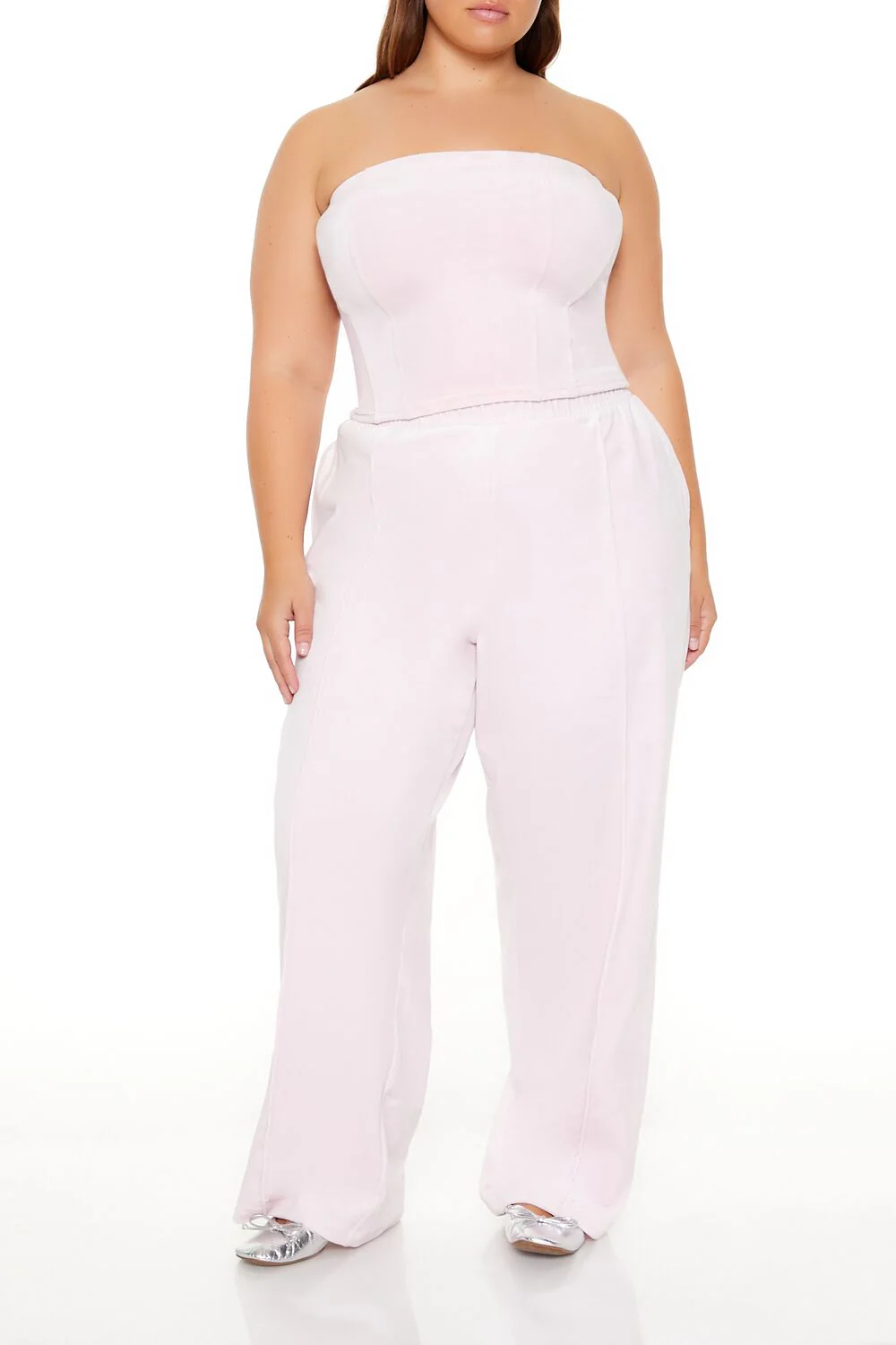 Plus Size Velour Cropped Tube Top - Image 2