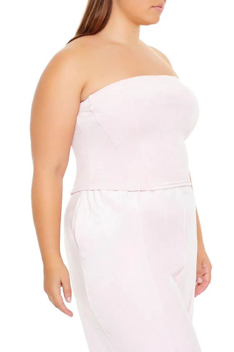 Plus Size Velour Cropped Tube Top - Image 4