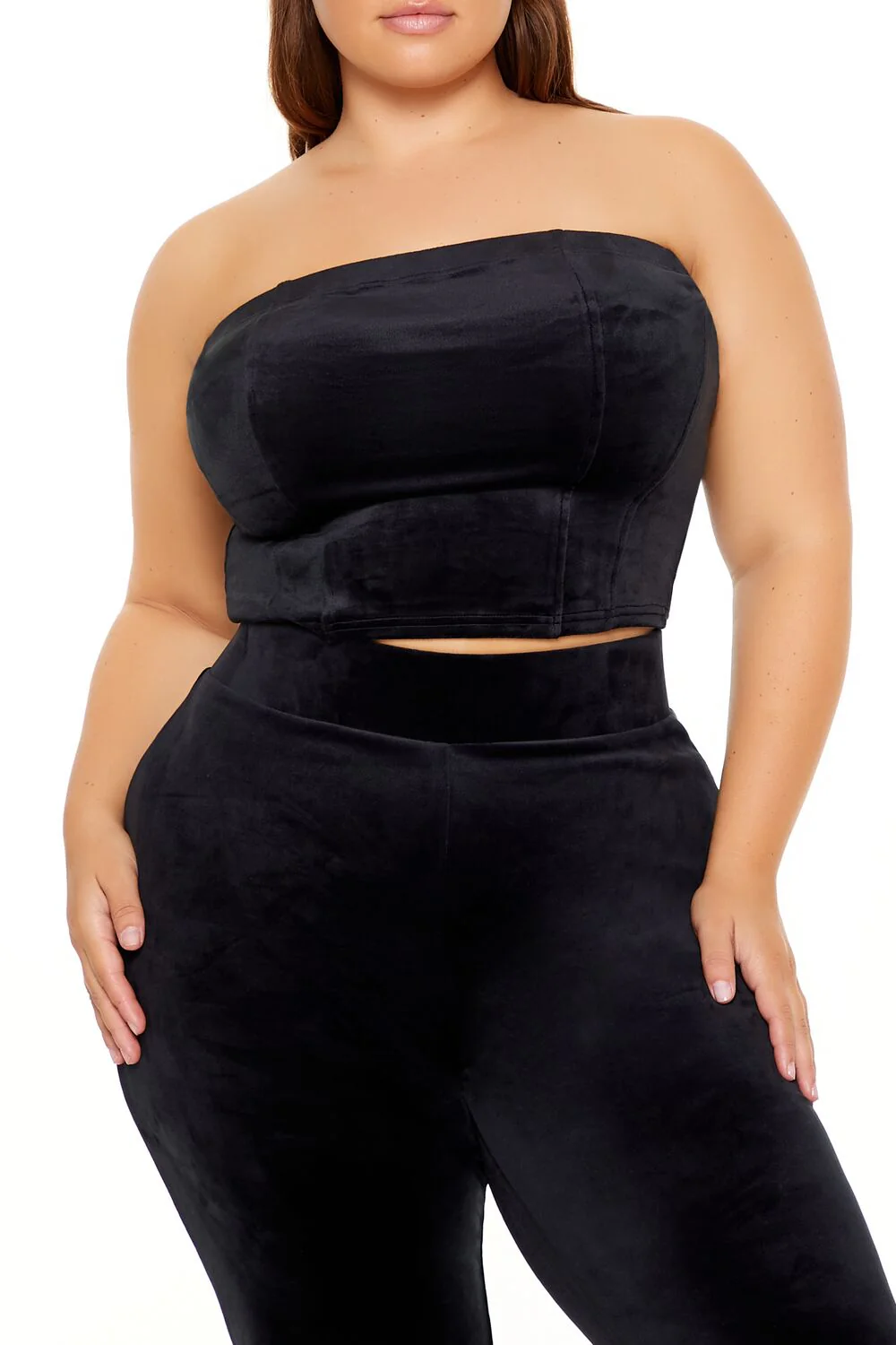 Plus Size Velour Cropped Tube Top - Image 6