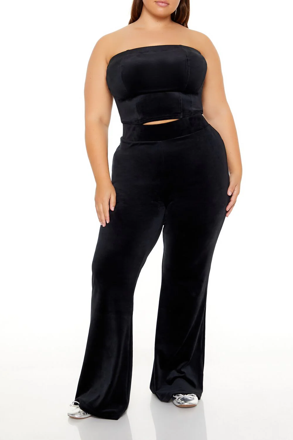 Plus Size Velour Cropped Tube Top - Image 7