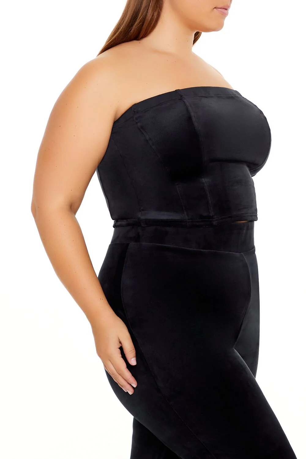 Plus Size Velour Cropped Tube Top - Image 9