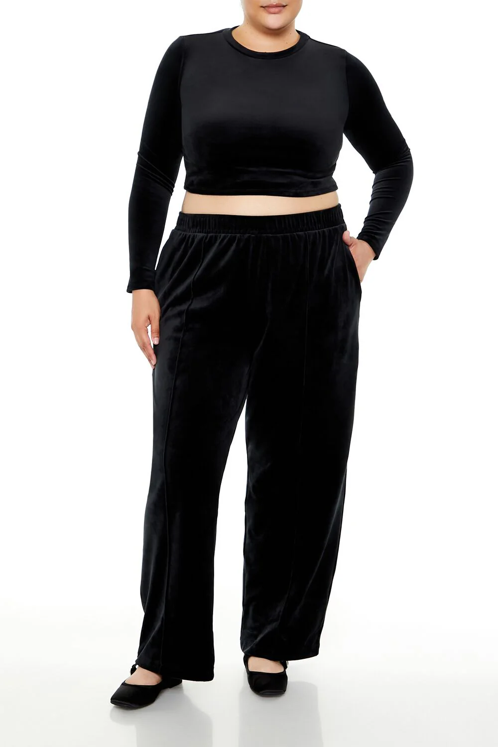 Plus Size Velour Crop Top - Image 2