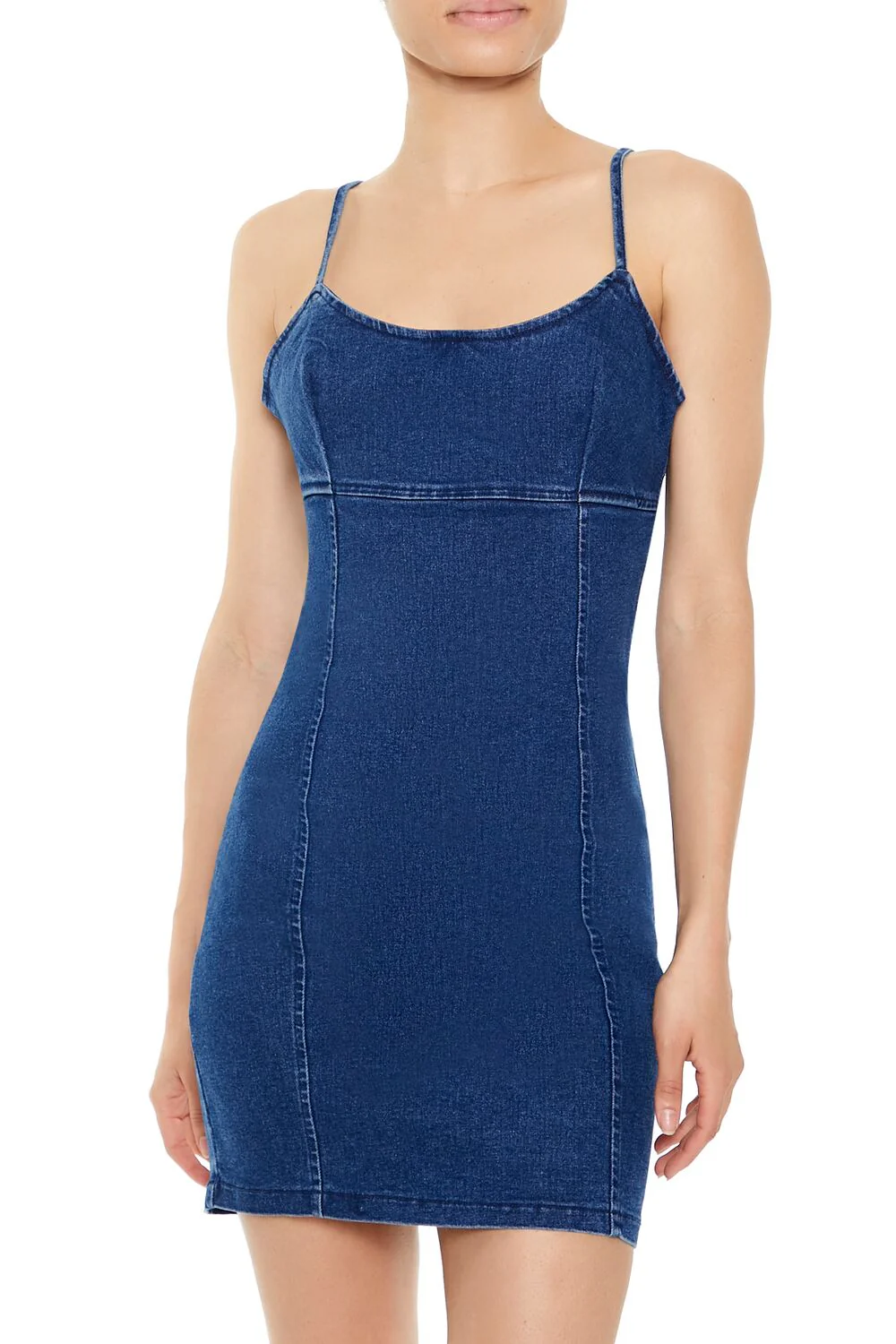 Bodycon Denim Cami Mini Dress - Image 2