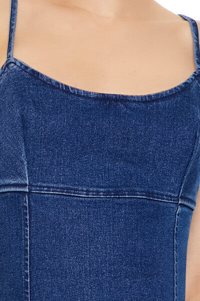 Bodycon Denim Cami Mini Dress - Image 6