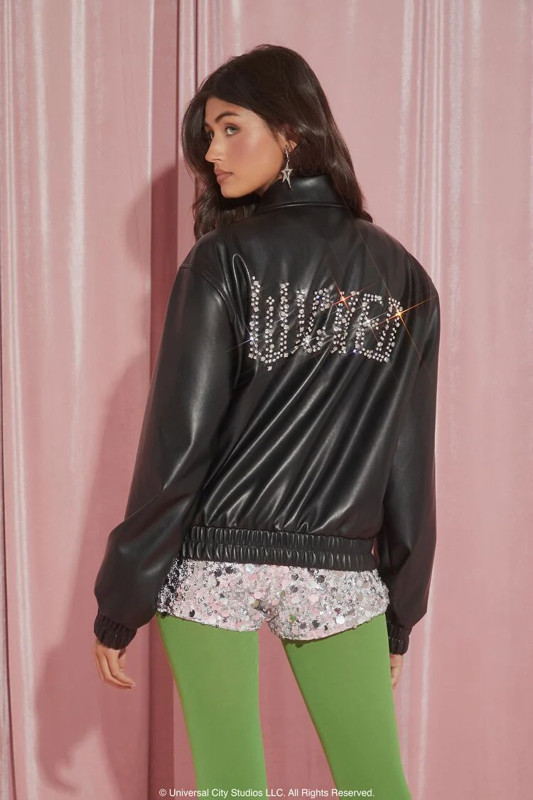 Wicked Rhinestone Faux Leather Jacket - Image 5