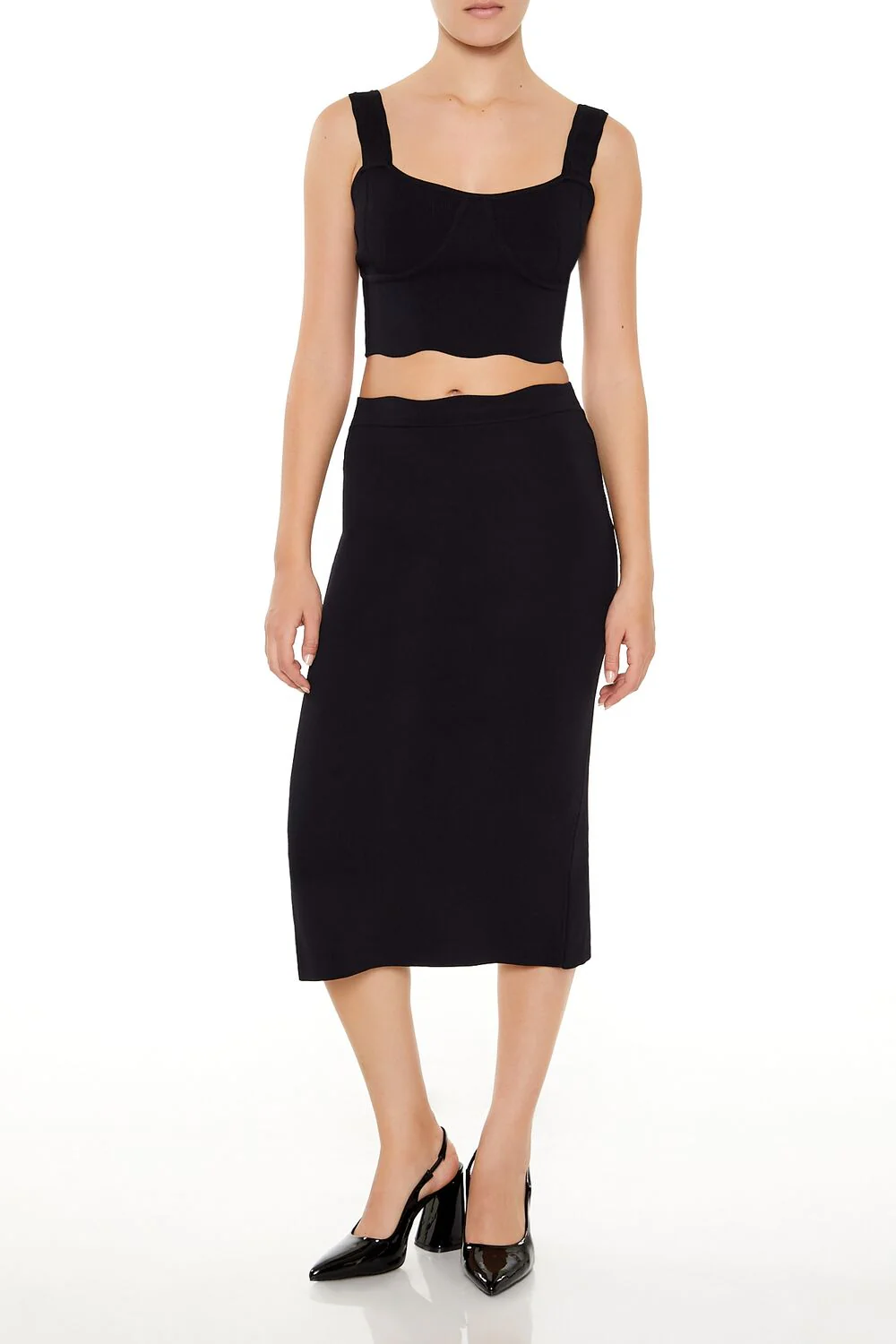 Sweater-Knit Bustier Crop Top - Image 2