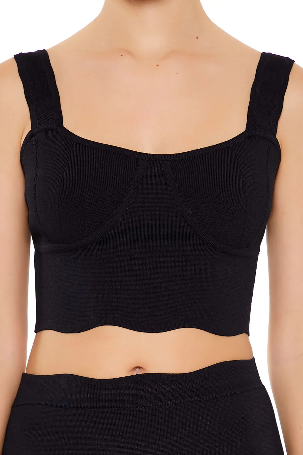 Sweater-Knit Bustier Crop Top - Image 3