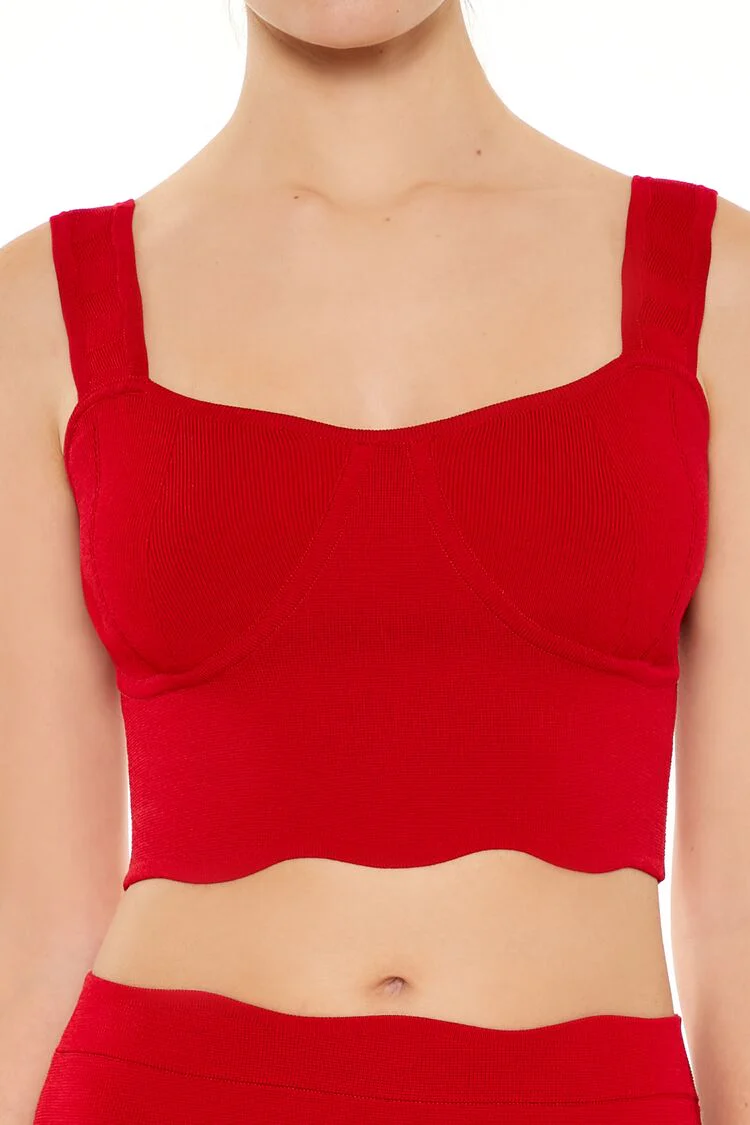 Sweater-Knit Bustier Crop Top - Image 8