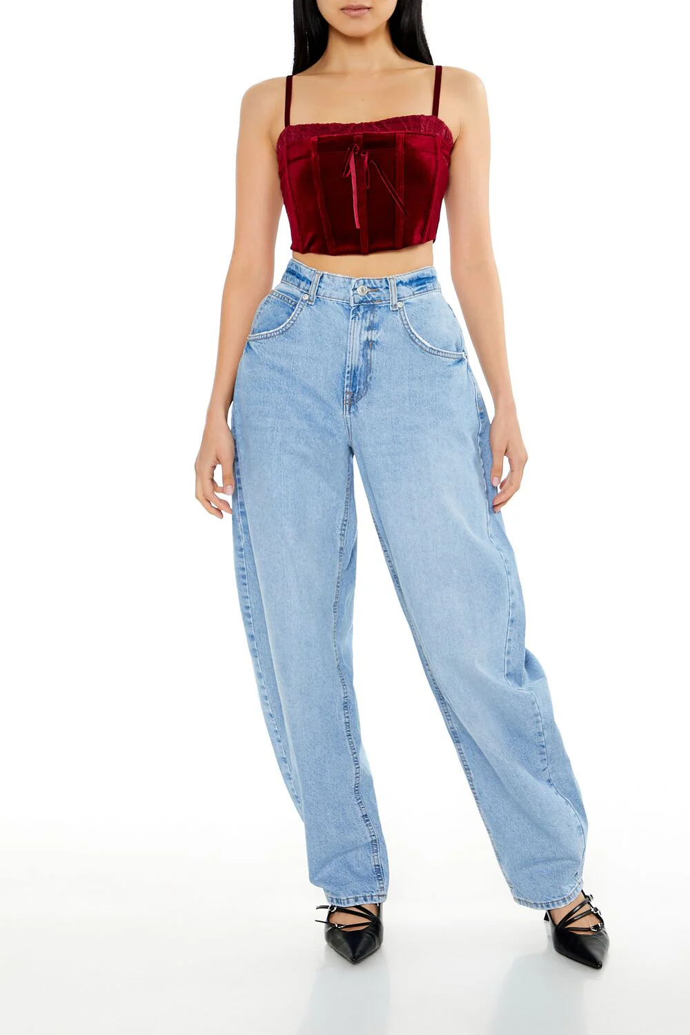 Velvet Bustier Cropped Cami - Image 2