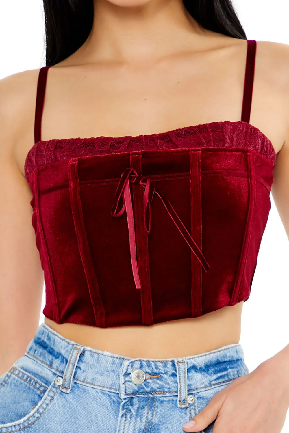 Velvet Bustier Cropped Cami - Image 3
