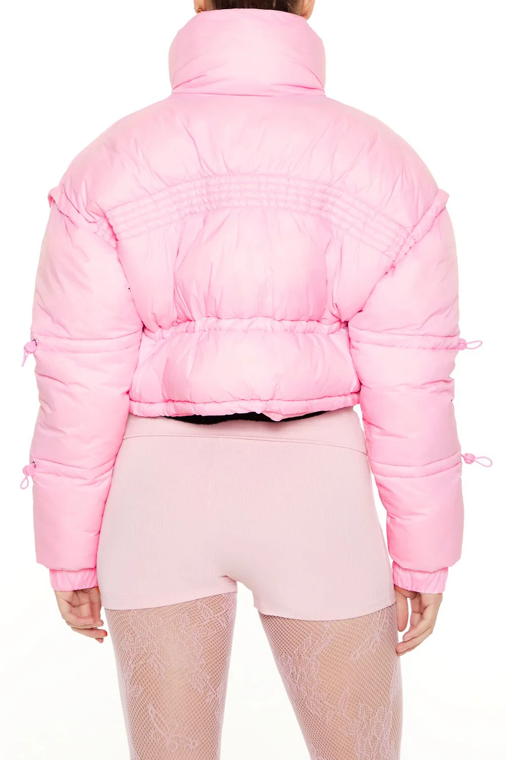 Drawstring Cropped Puffer Coat - Image 5