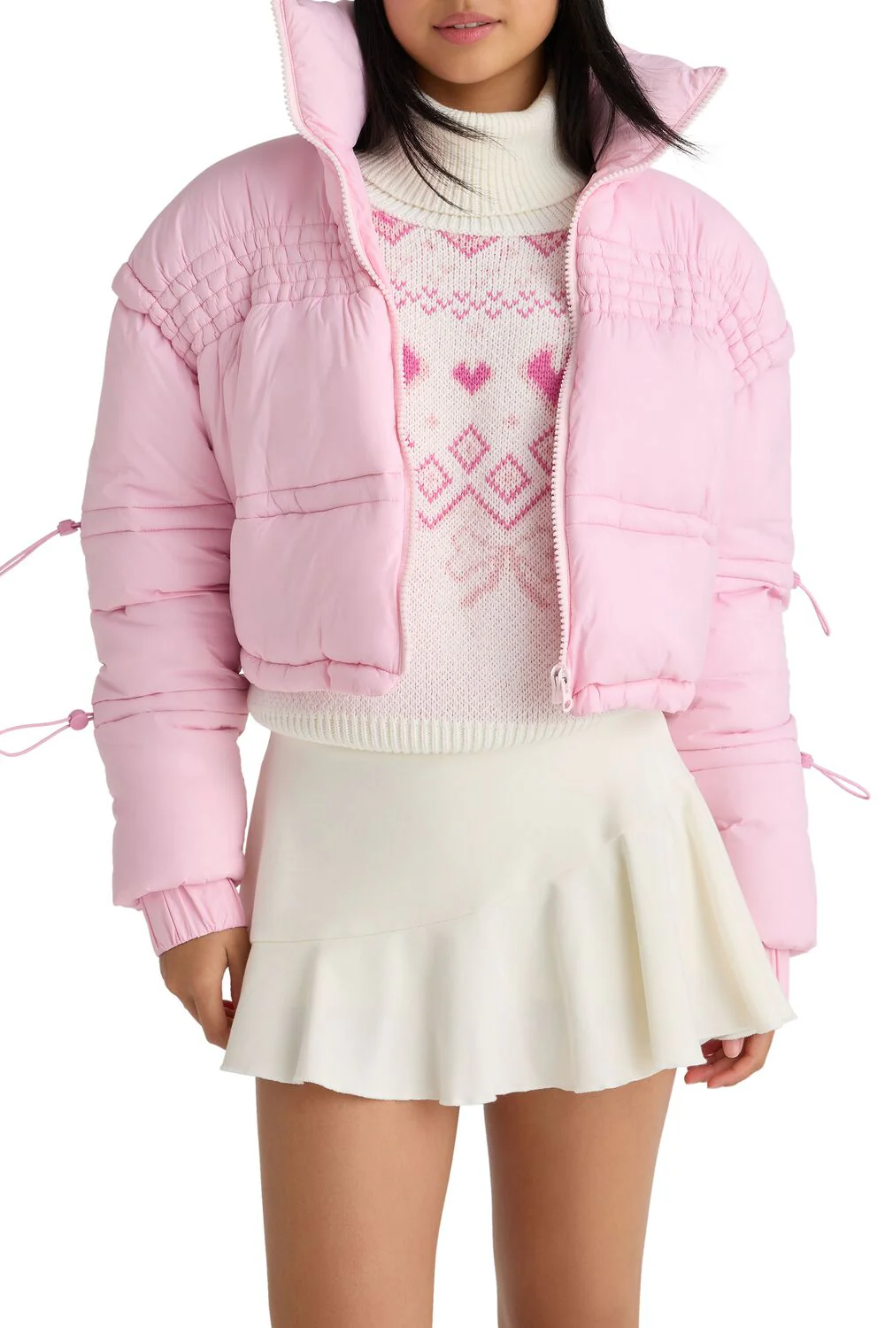 Drawstring Cropped Puffer Coat - Image 6