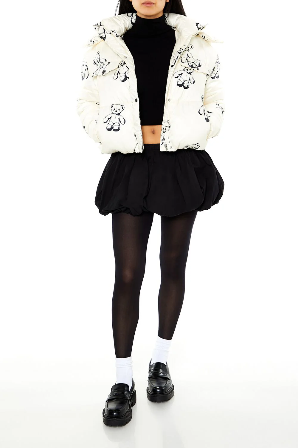Teddy Bear Print Puffer Jacket - Image 2