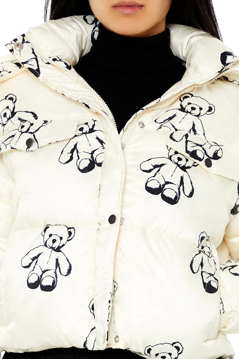 Teddy Bear Print Puffer Jacket - Image 3