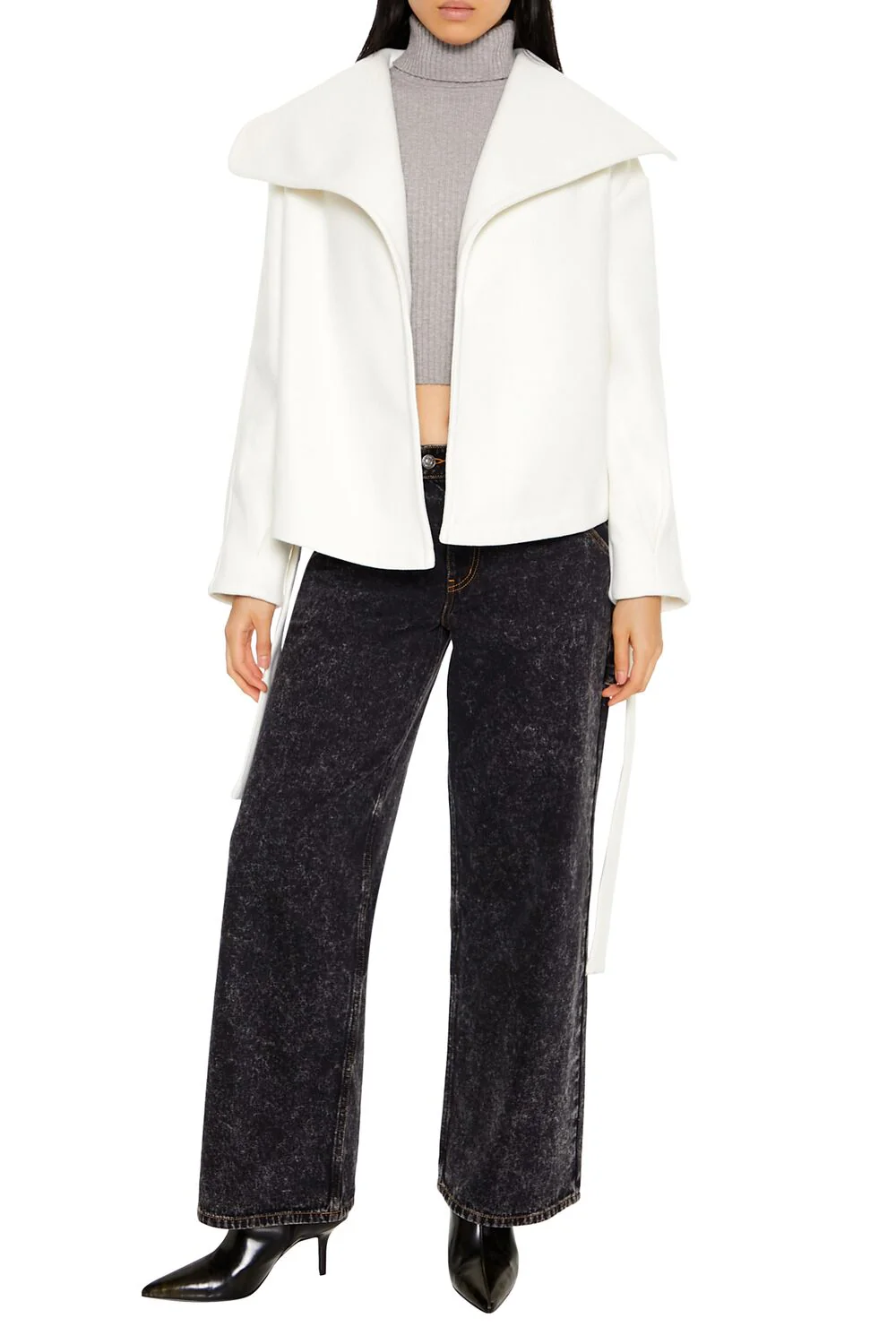 Brushed Tie-Waist Wrap Coat - Image 2