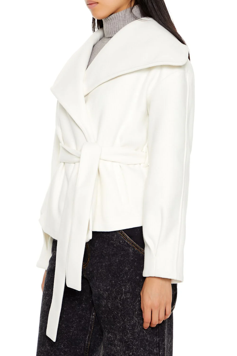 Brushed Tie-Waist Wrap Coat - Image 4