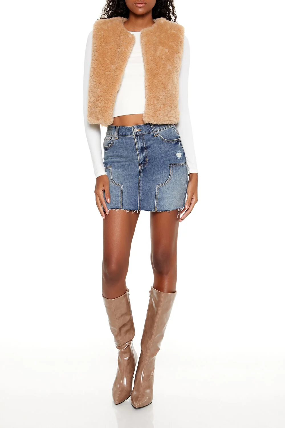 Faux Shearling Cropped Vest - Image 2