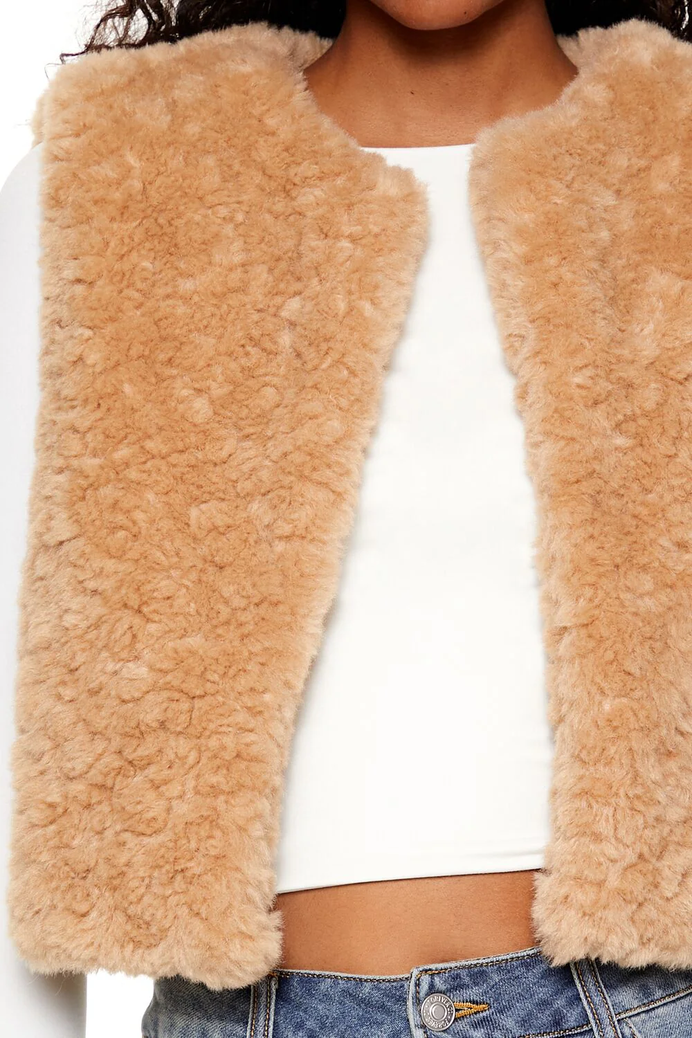 Faux Shearling Cropped Vest - Image 3