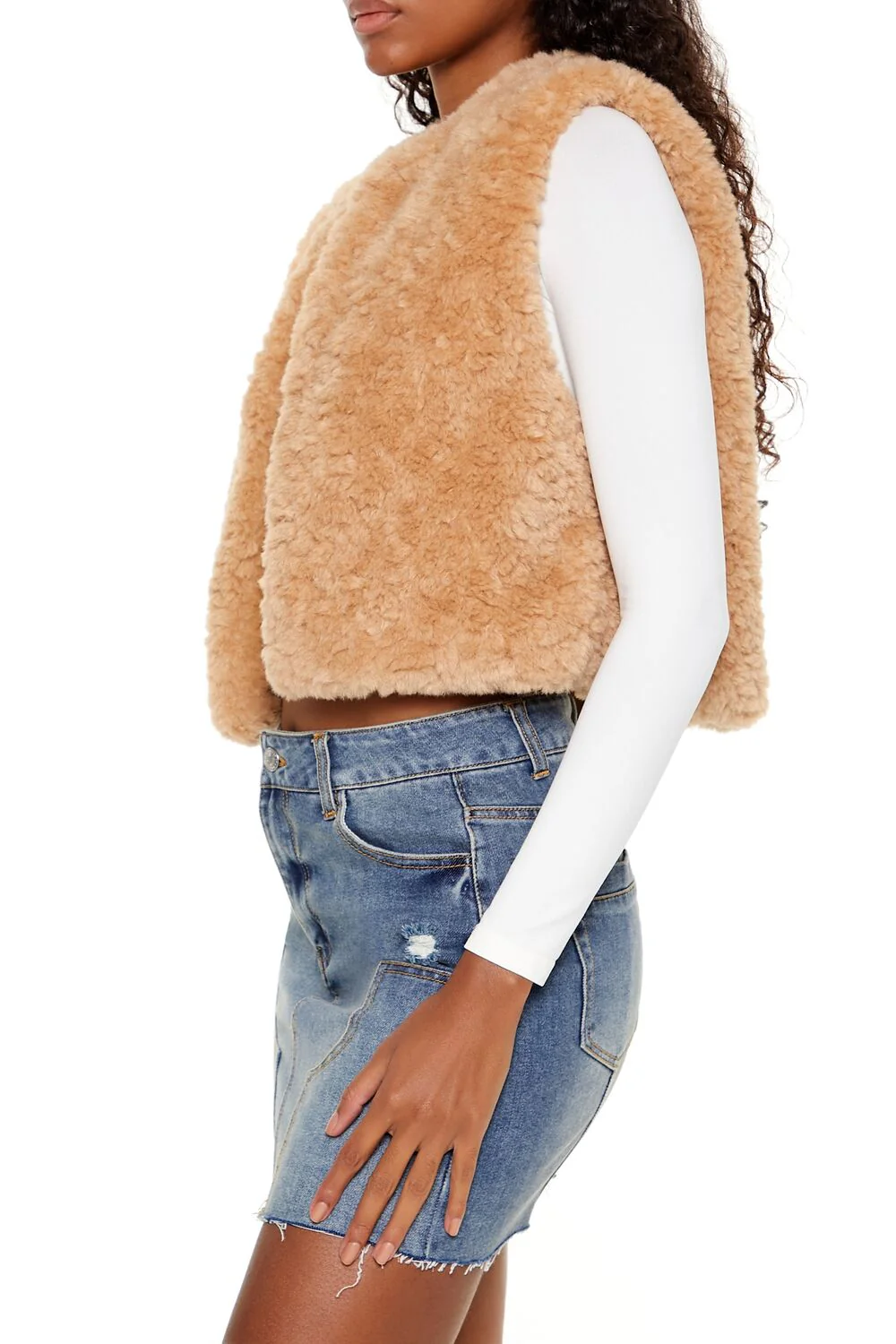 Faux Shearling Cropped Vest - Image 4