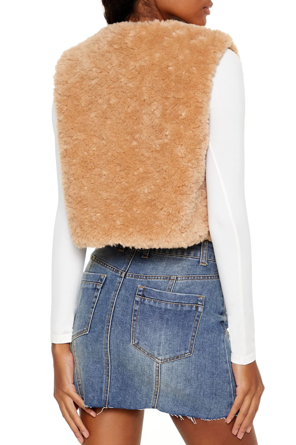 Faux Shearling Cropped Vest - Image 5