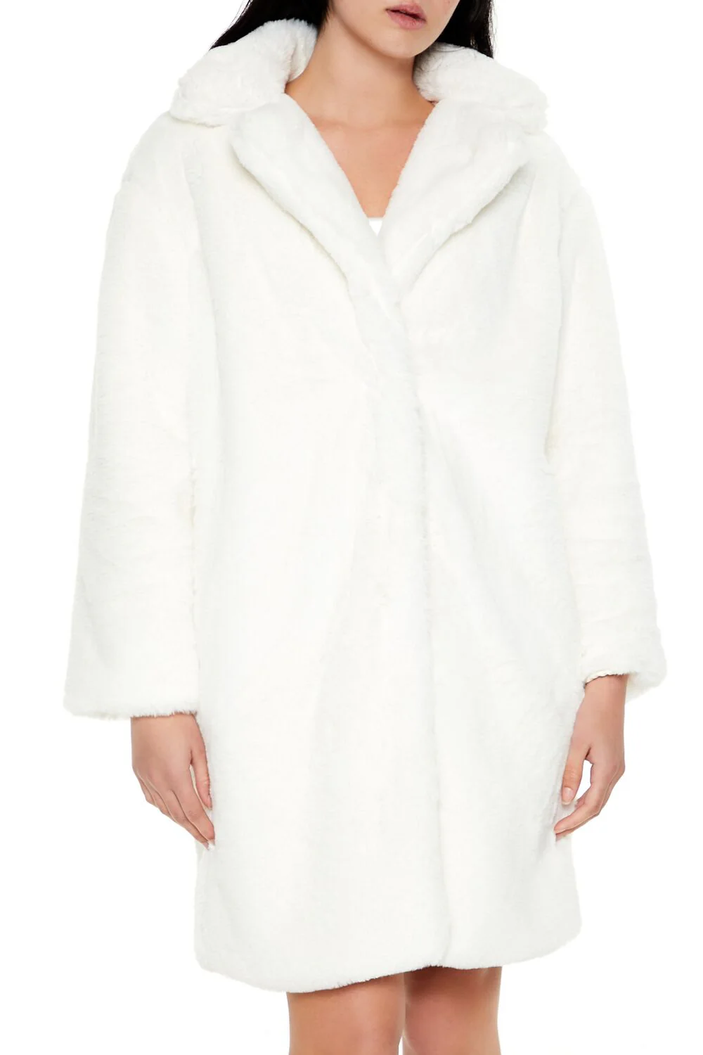 Faux Fur Open-Front Longline Coat - Image 3