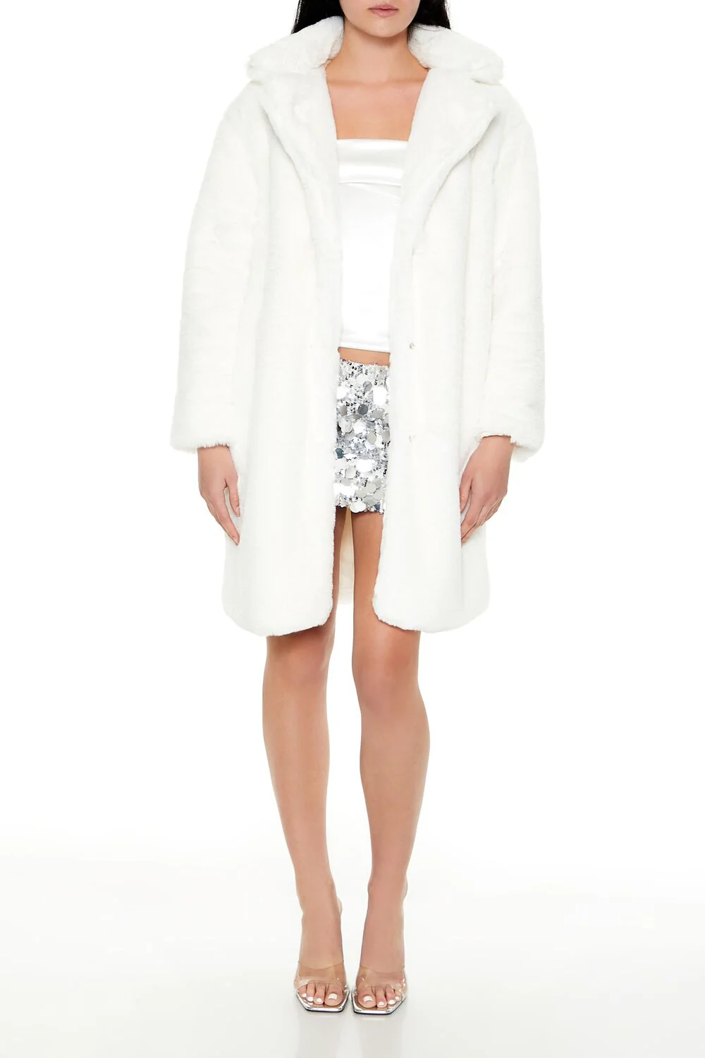 Faux Fur Open-Front Longline Coat - Image 6