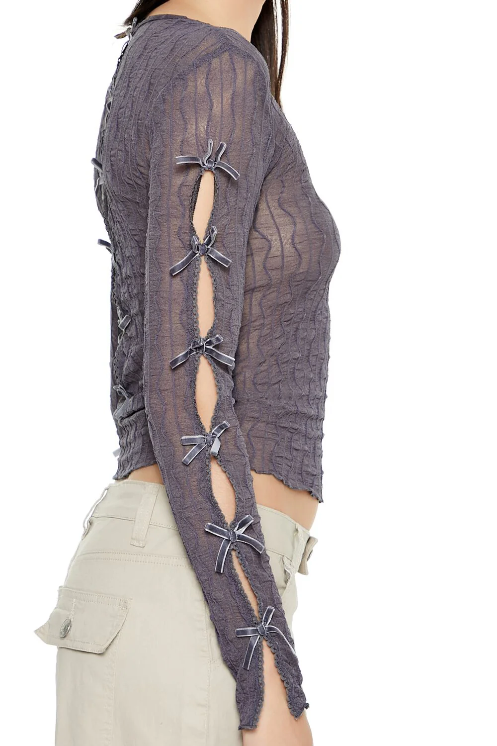 Chevron Jacquard Cutout Crop Top - Image 6