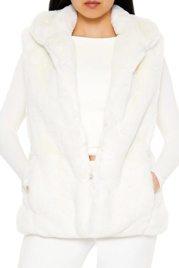 Notched Faux Fur Vest - Image 3