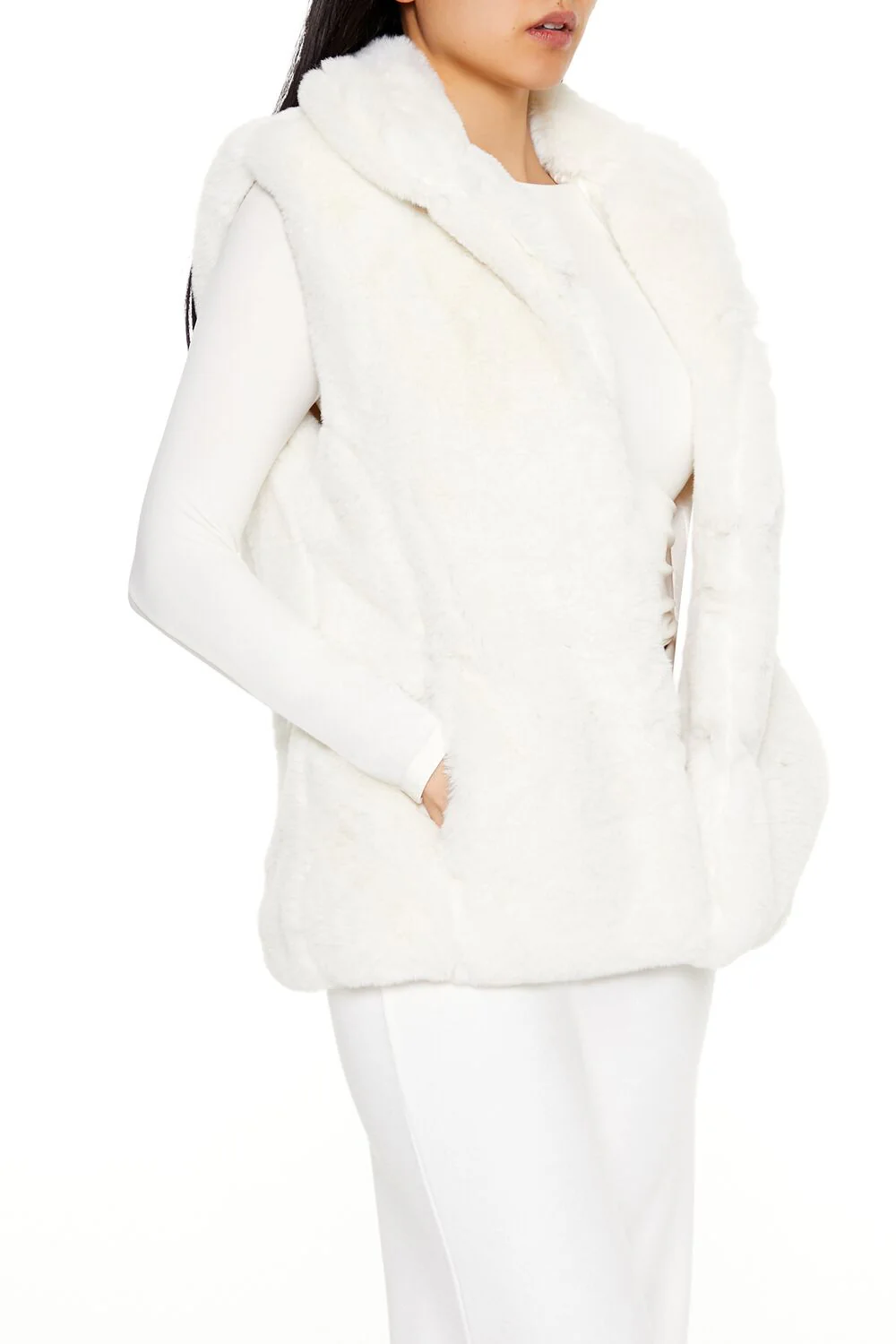 Notched Faux Fur Vest - Image 4