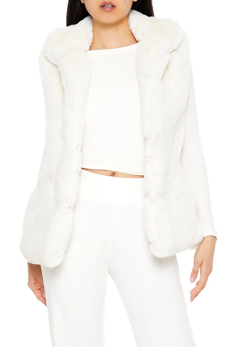 Notched Faux Fur Vest - Image 6