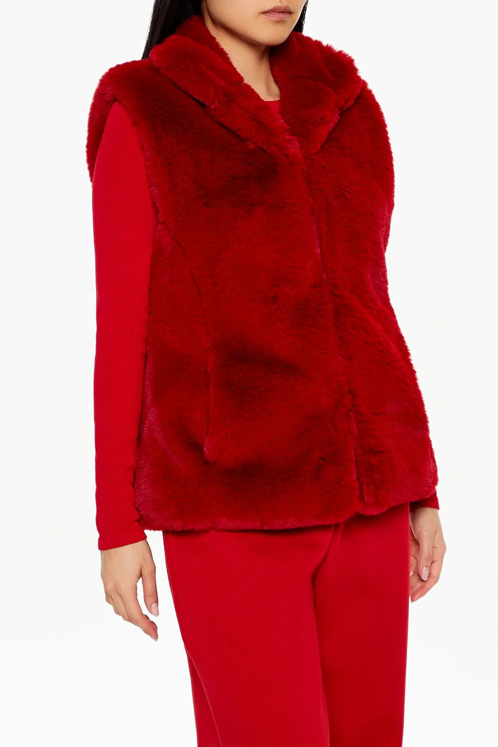 Notched Faux Fur Vest - Image 4