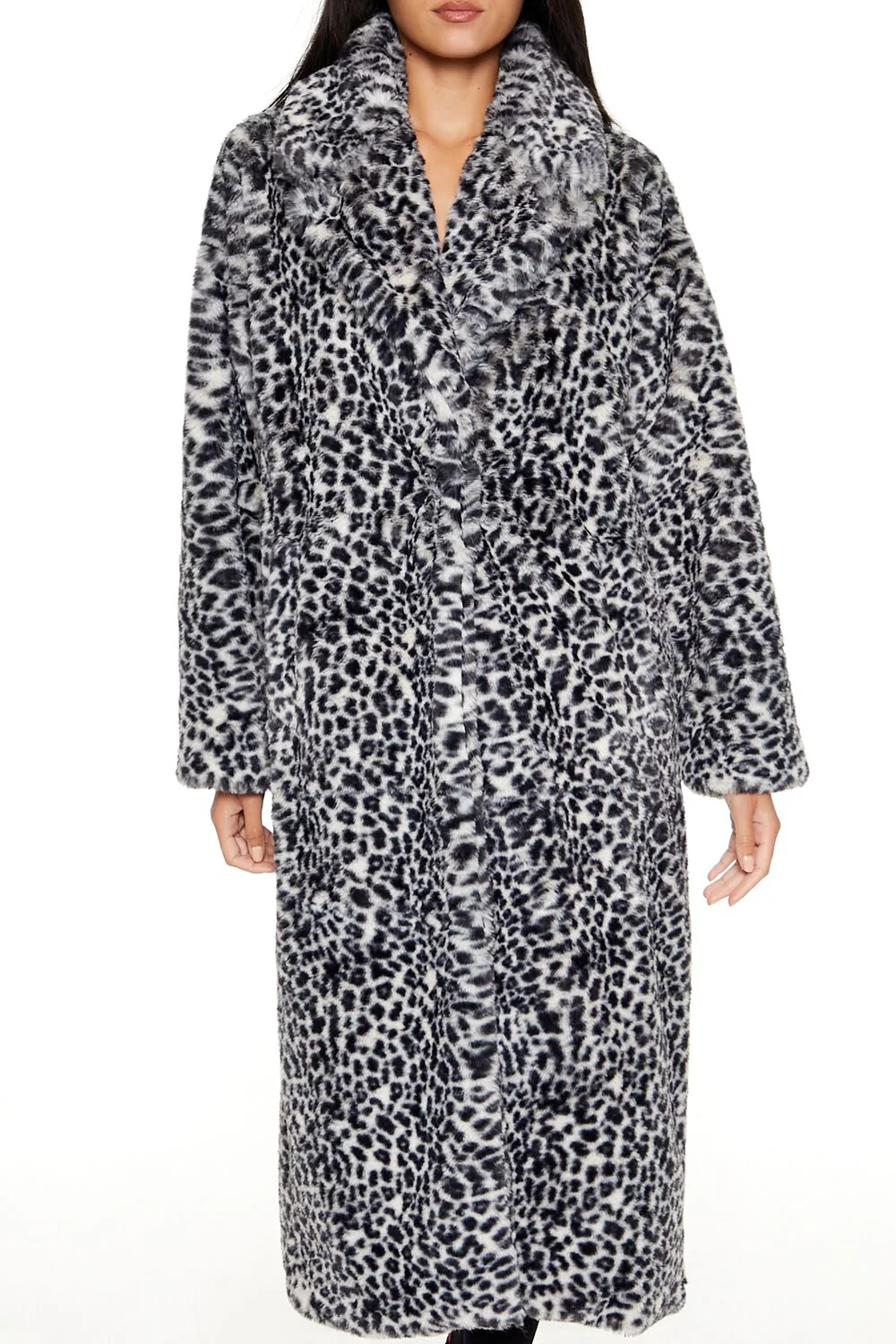 Faux Fur Leopard Longline Coat - Image 2