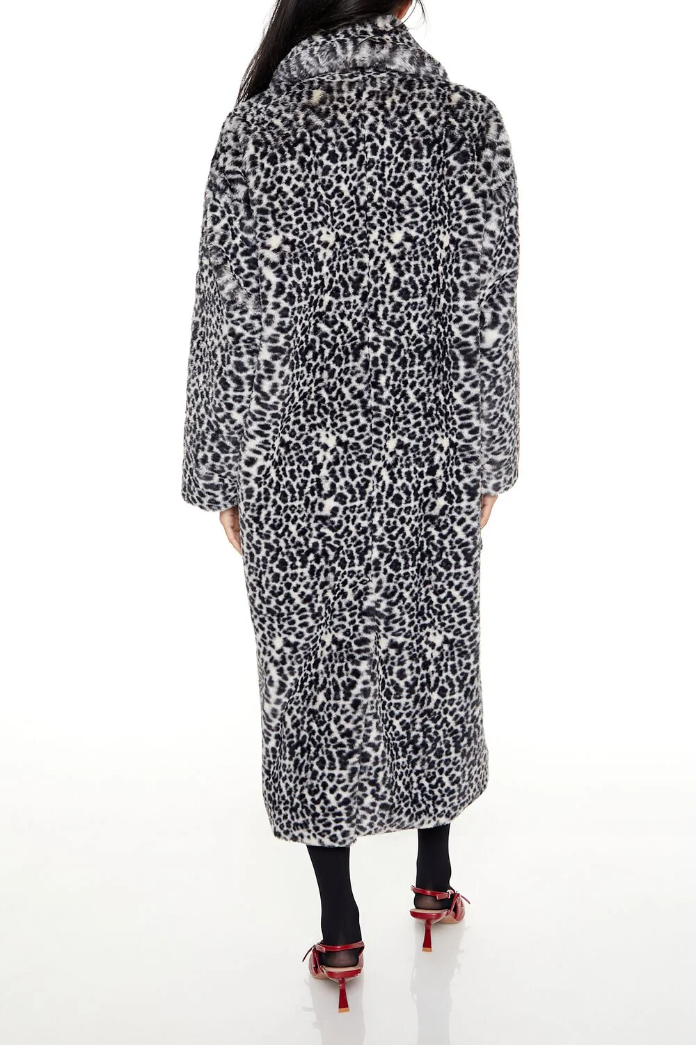 Faux Fur Leopard Longline Coat - Image 4