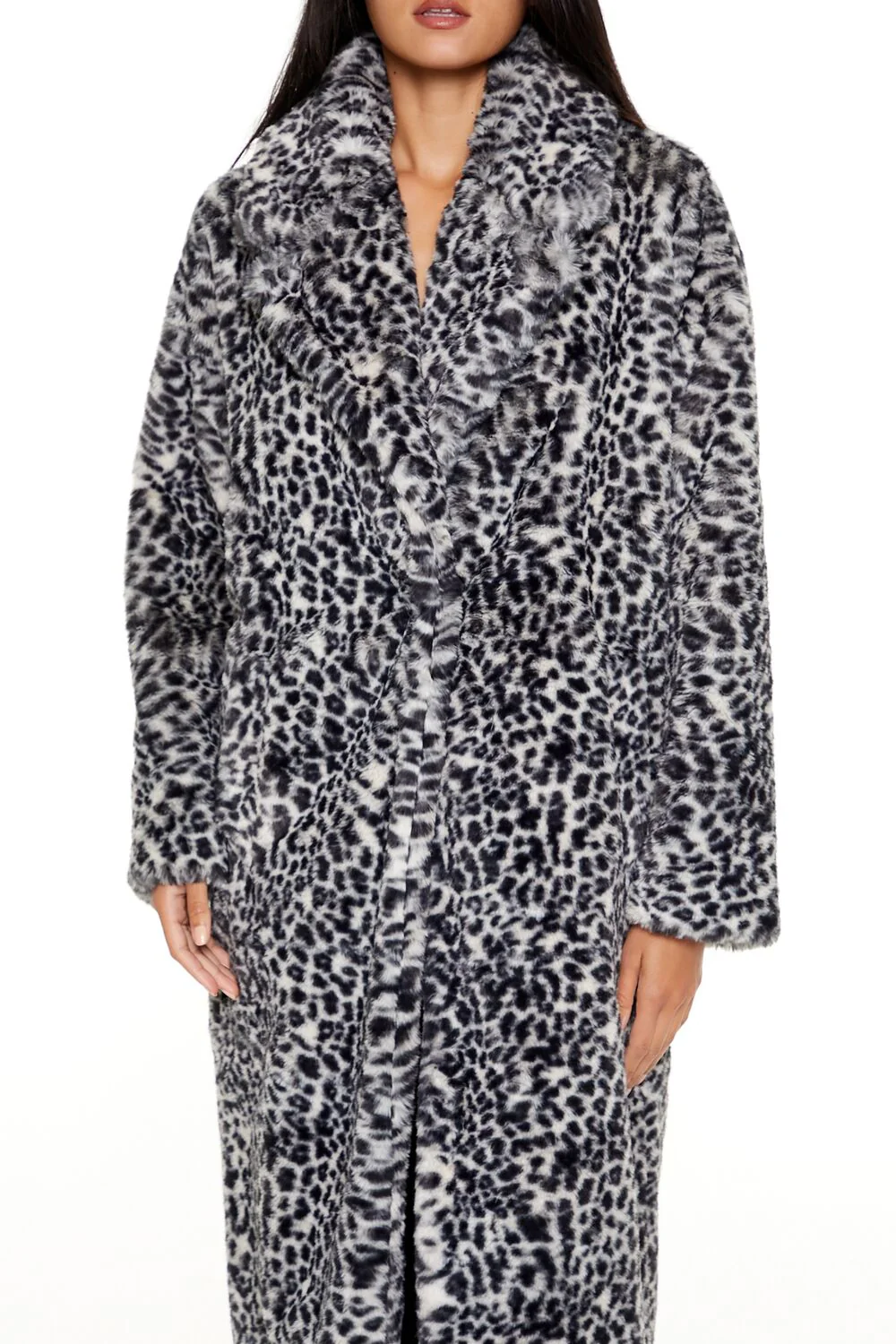 Faux Fur Leopard Longline Coat - Image 5
