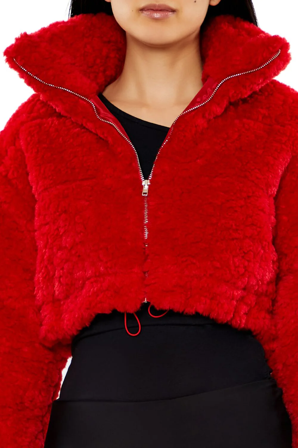 Cropped Faux Shearling Jacket - Image 3