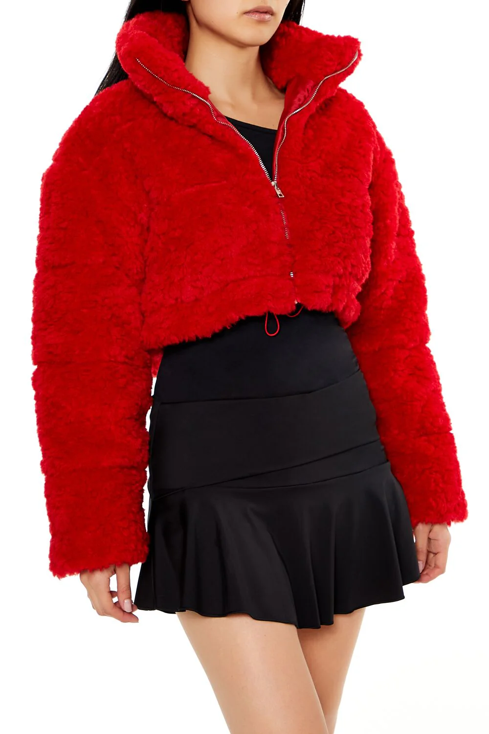 Cropped Faux Shearling Jacket - Image 4