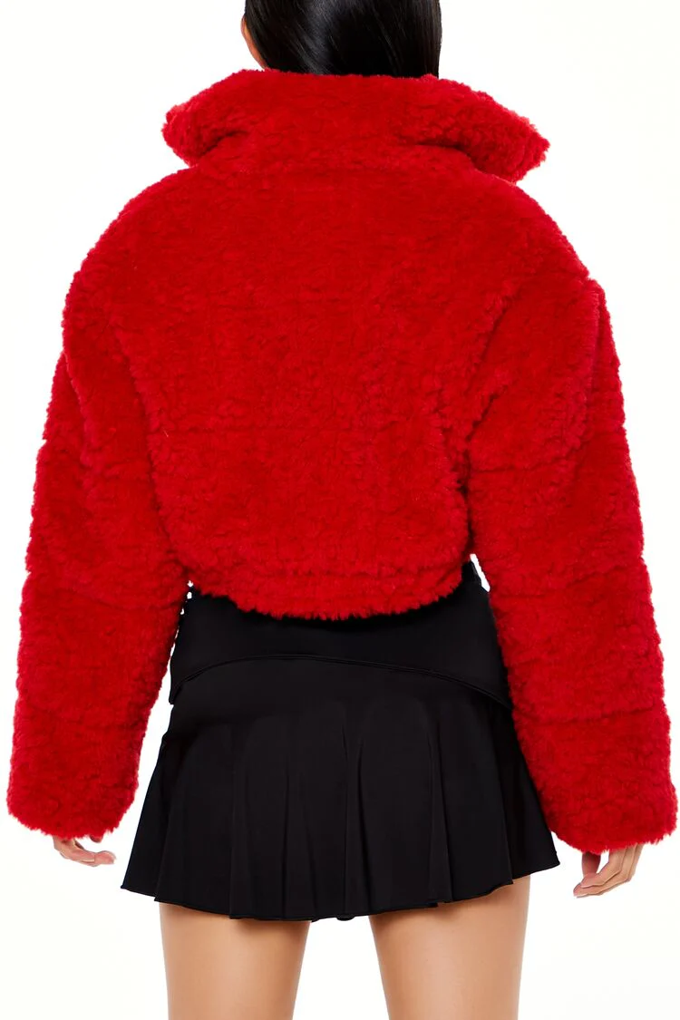 Cropped Faux Shearling Jacket - Image 5