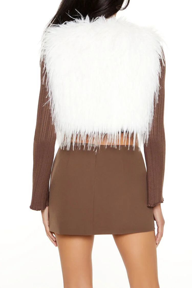 Shaggy Faux Fur Cropped Vest - Image 5