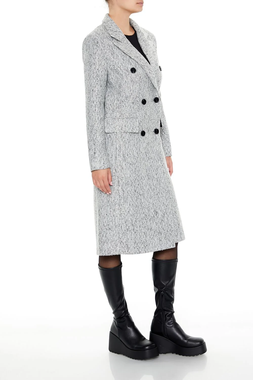 Herringbone Double-Breasted Coat - Image 3