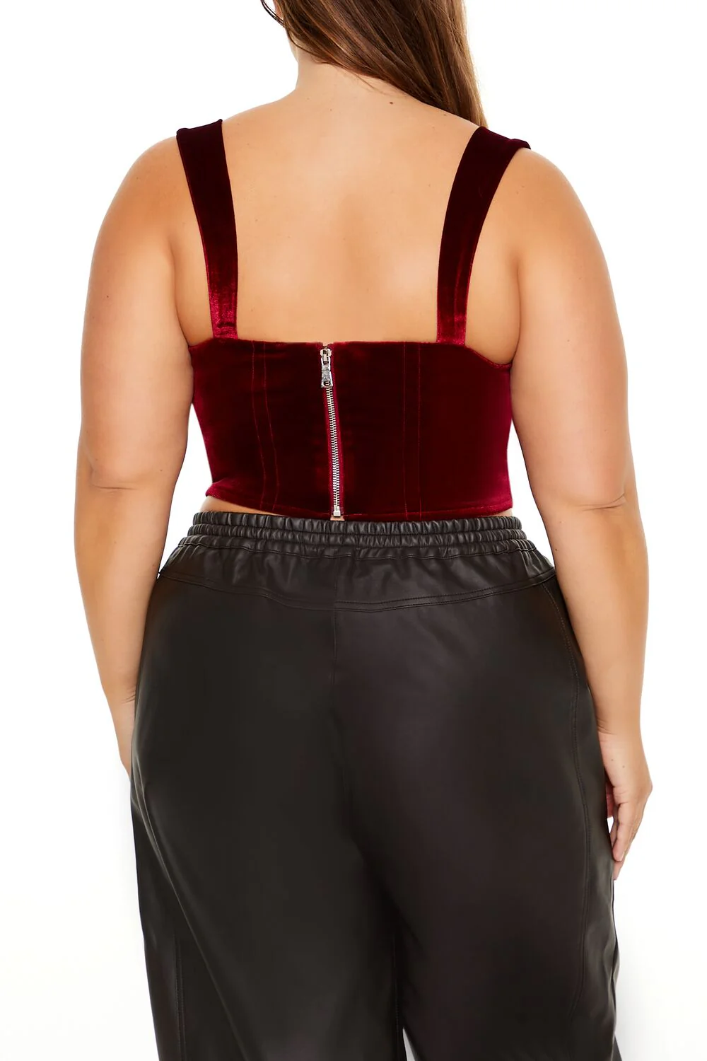 Plus Size Bow Velvet Crop Top - Image 5