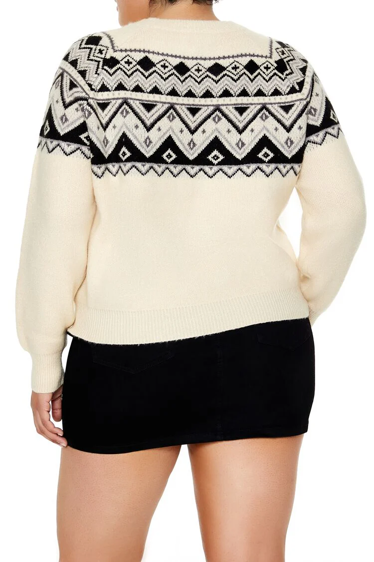 Plus Size Geo Print Sweater - Image 5