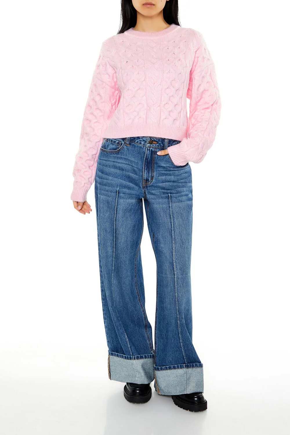 Cable & Honeycomb Knit Sweater - Image 2
