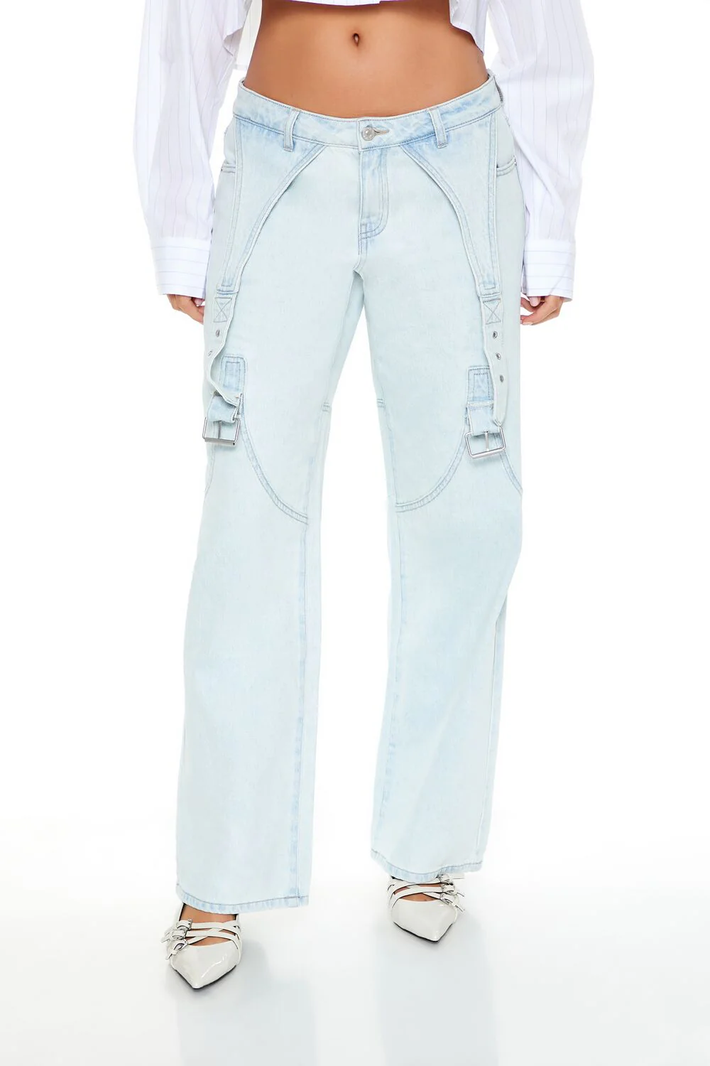 Buckled Low-Rise Baggy Jeans - Image 2