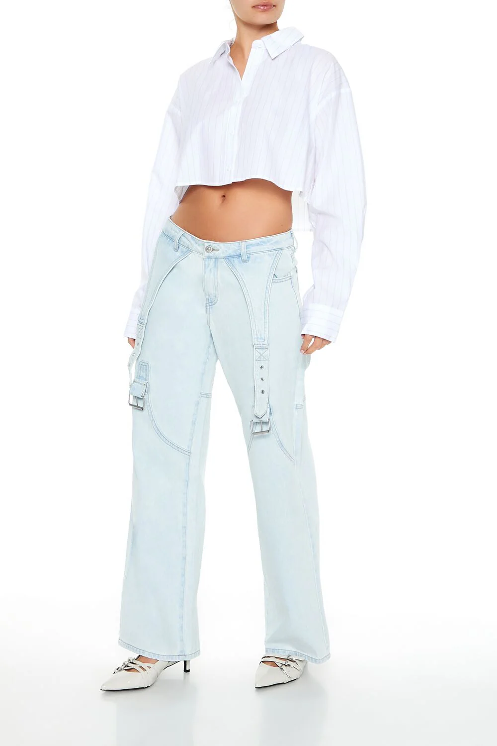 Buckled Low-Rise Baggy Jeans - Image 3