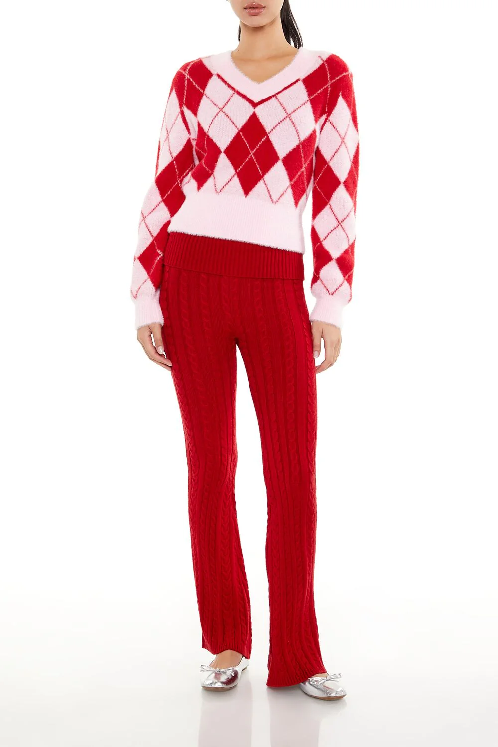 Argyle Fuzzy Knit Sweater - Image 2